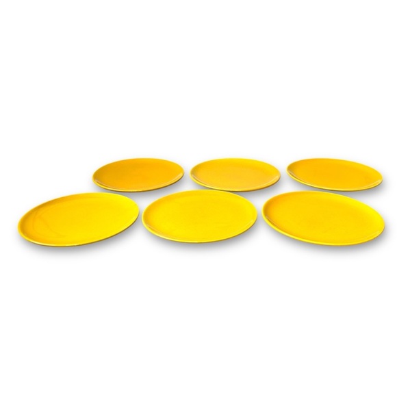 Waechtersbach Germany Fun Factory Yellow Set of 6 Small Salad Plates - Picture 11 of 11